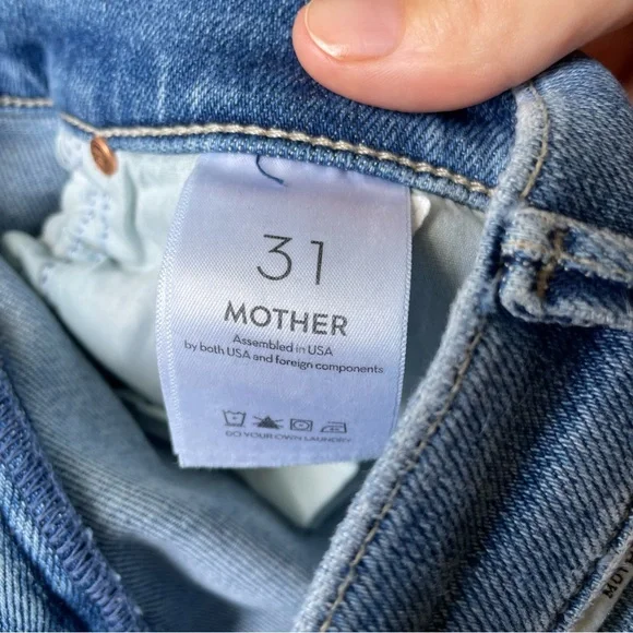 Mother The Mid-Rise Dazzler Ankle Fray Women’s Blue Denim Jeans Size 31 - Picture 12 of 15